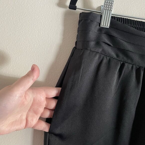 Abercrombie & Fitch Women S Black Satin Ultra High Rise Button Cuff Joggers Pant - Picture 4 of 10